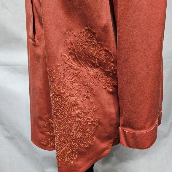 Chico's Burnt Orange Embroidered Floral Back Button Up Top Sz U.S. 15 or 3 Chico - Picture 4 of 8
